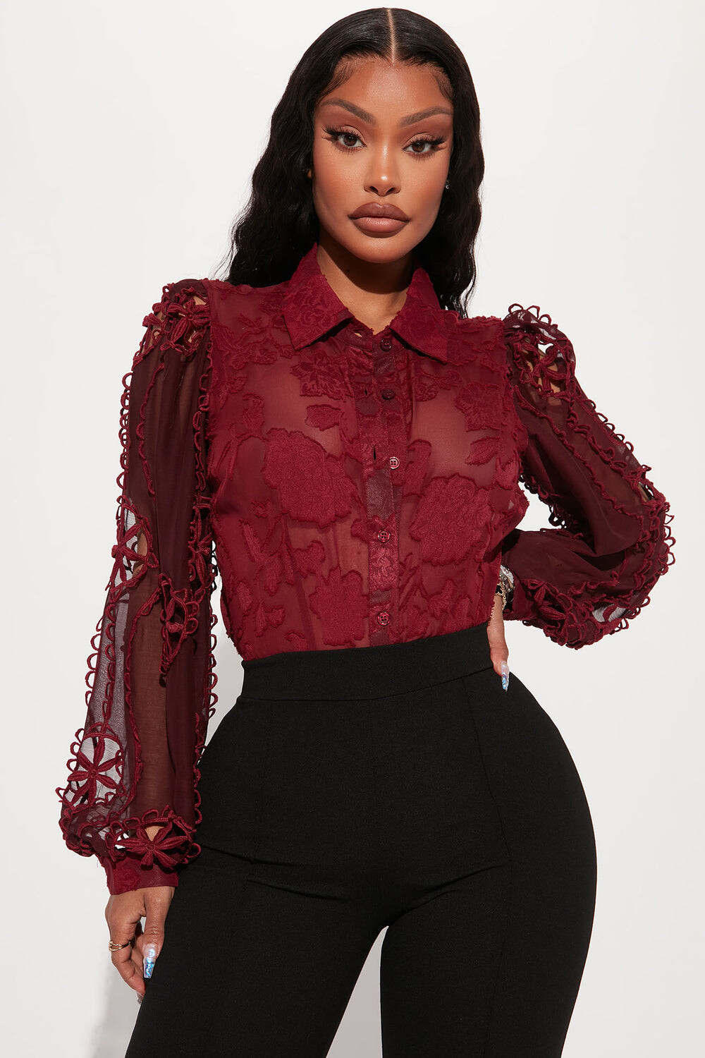 

Рубашка Fashion Nova ET2190FN, вино