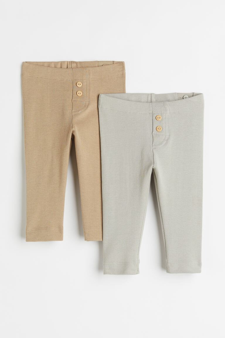 

Комплект из 2 леггинсов H&M, бежевый/светло-зеленый