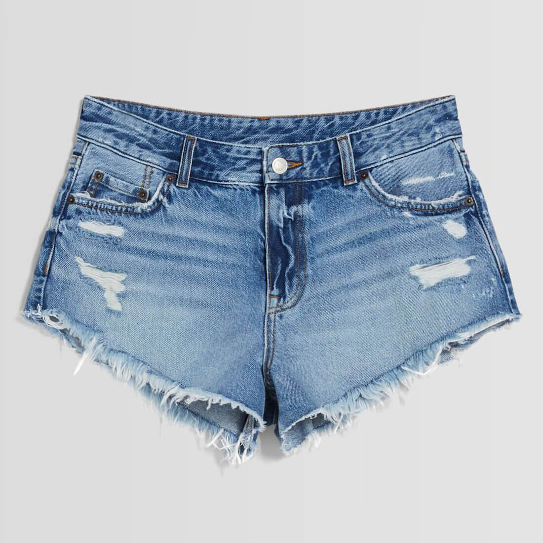

Шорты Bershka Vintage Denim With Rips, синий