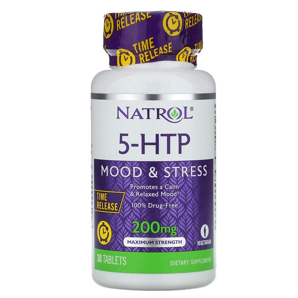 5-HTP, медленное высвобождение, максимальная сила, 200 мг, 30 таблеток, Natrol - фото