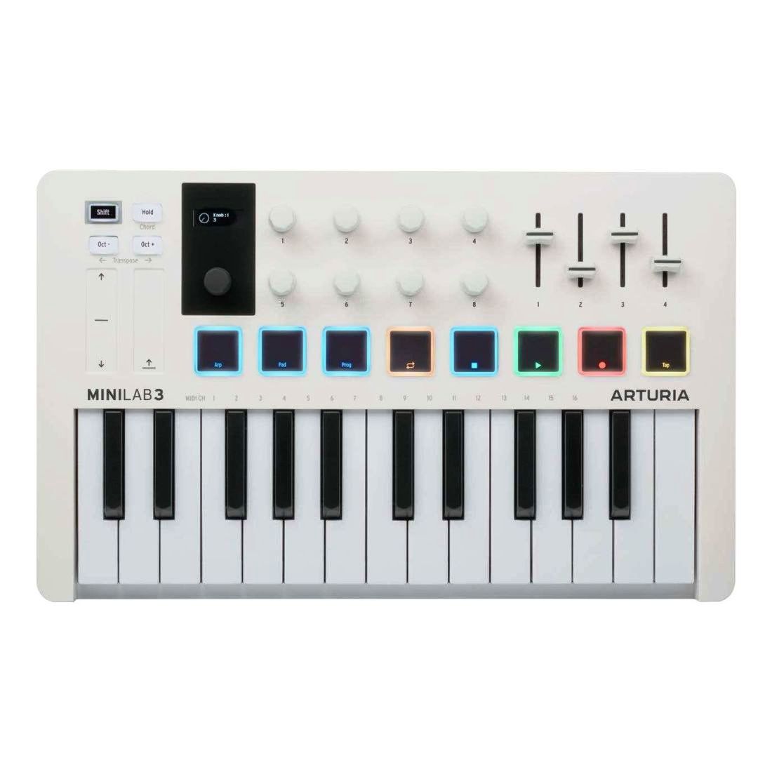 Контроллер Arturia MiniLab 3 для создания музыки универсальный, белый миди контроллер arturia beatstep pro