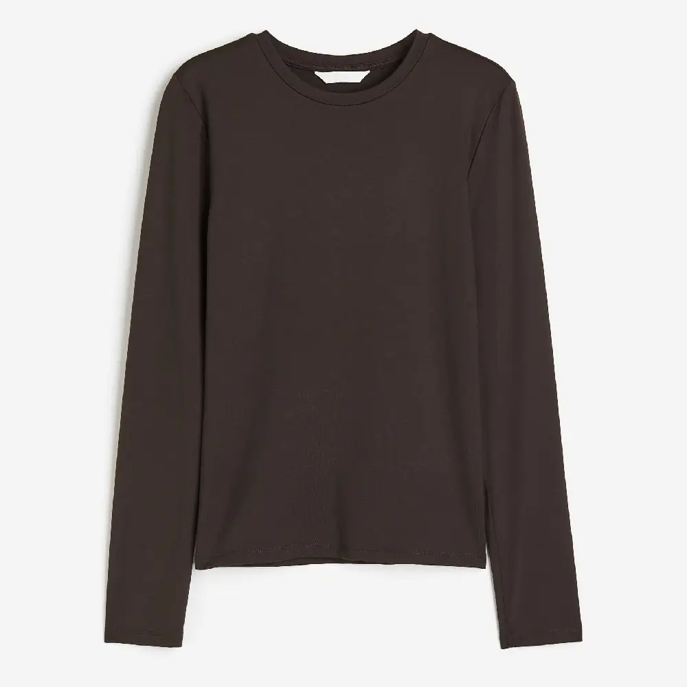 

Лонгслив H&M Jersey, темно-коричневый