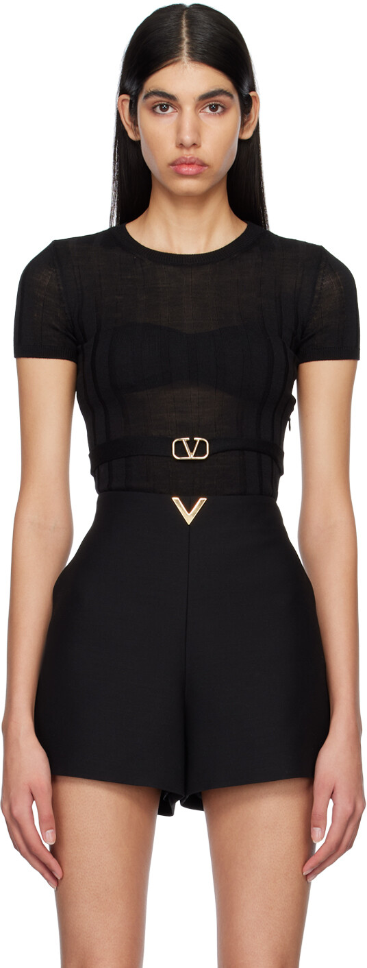 

Черный свитер с поясом Valentino