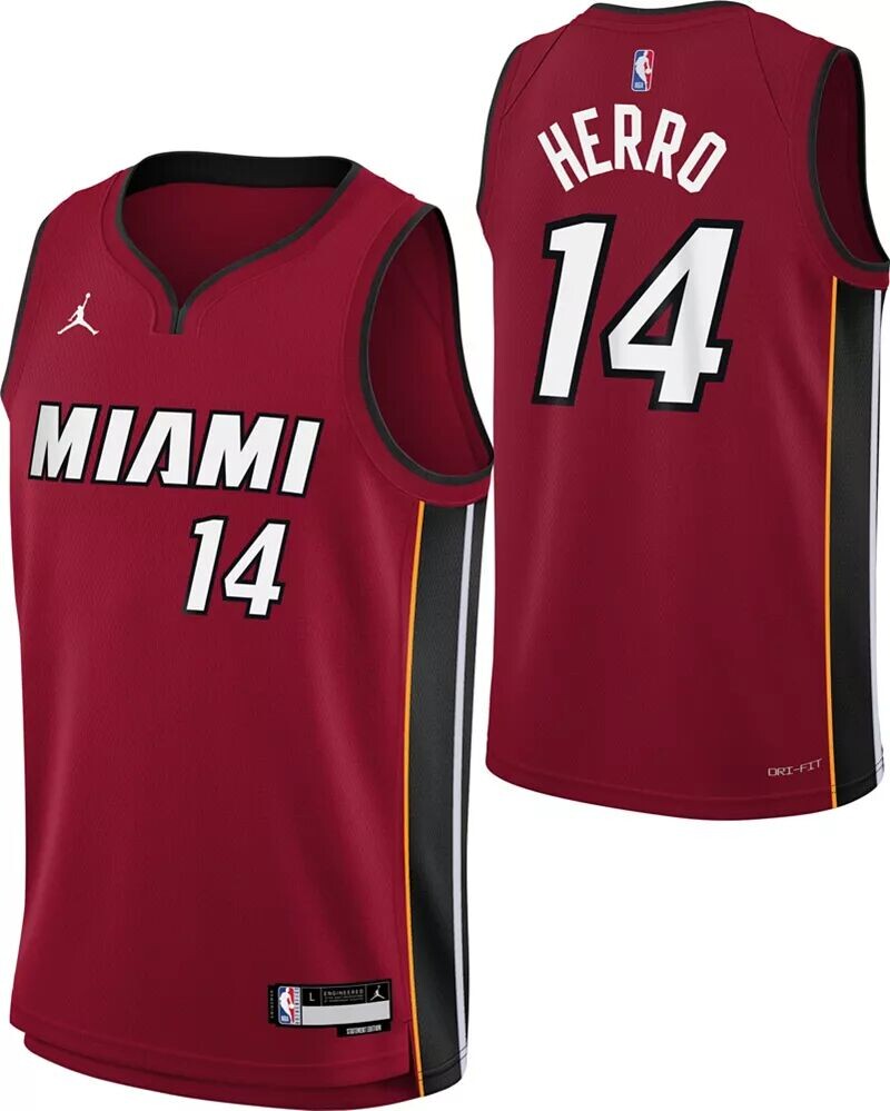 

Jordan Красная майка Nike Youth Miami Heat Tyler Herro #14 Dri-FIT Swingman