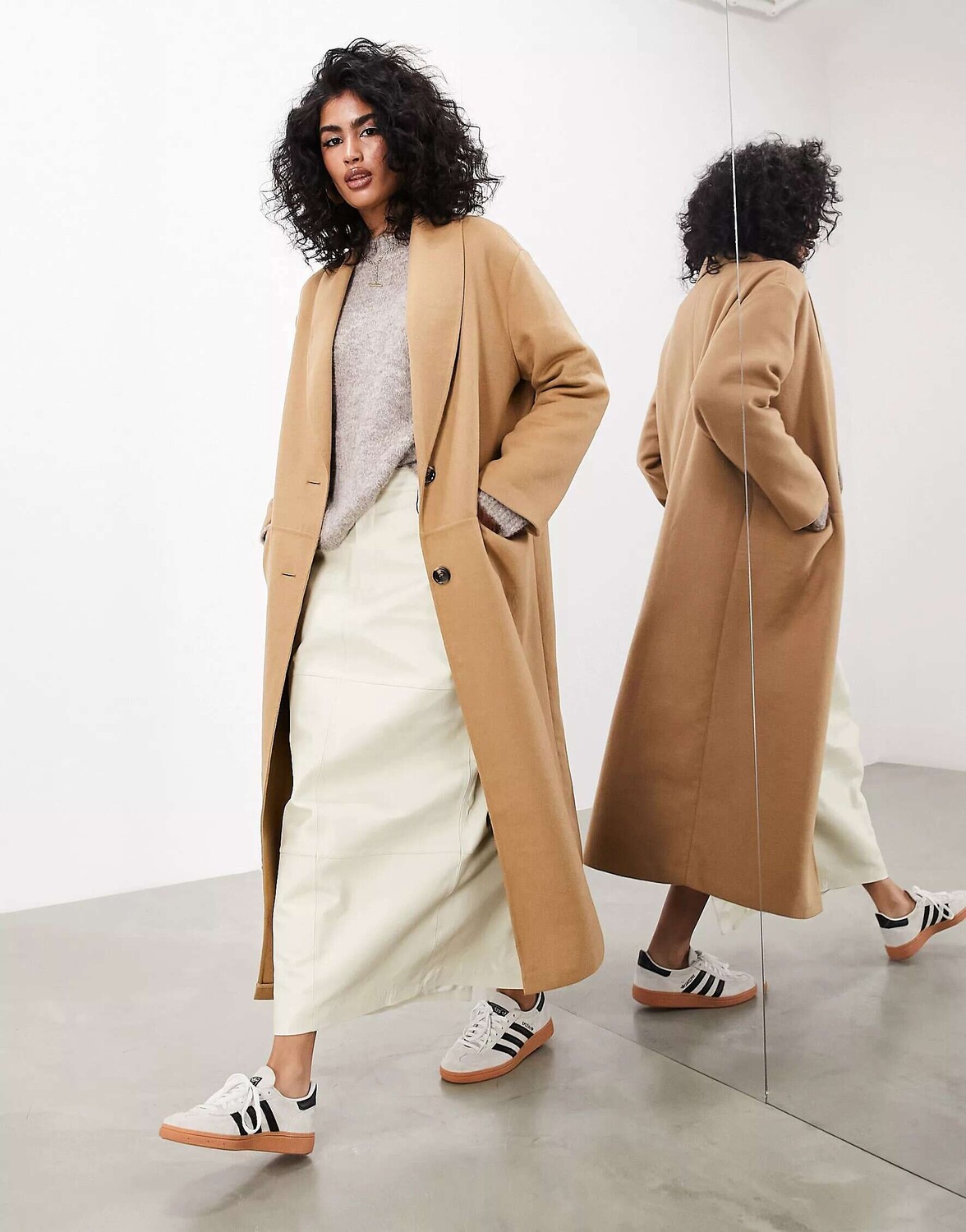 

Пальто светло-коричневого цвета из смесовой шерсти ASOS, Коричневый
