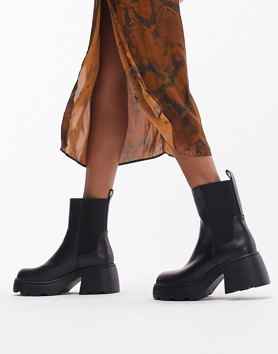 

Черные массивные ботинки челси Topshop Wide Fit Margot