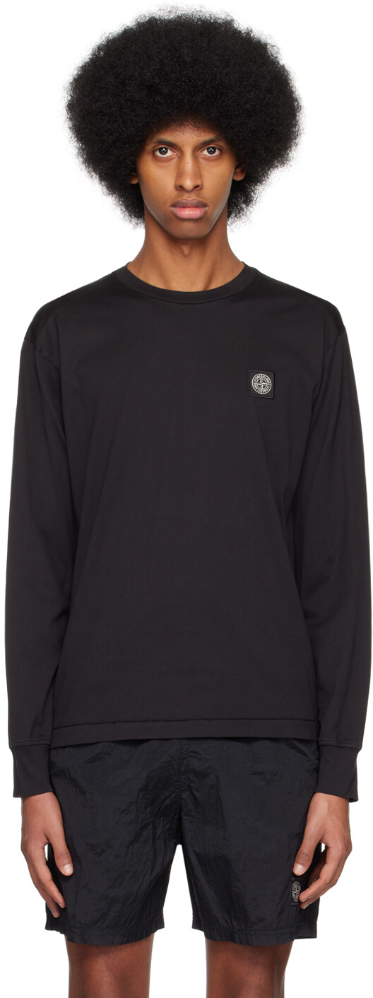 

Черная футболка с длинным рукавом с нашивками Stone Island