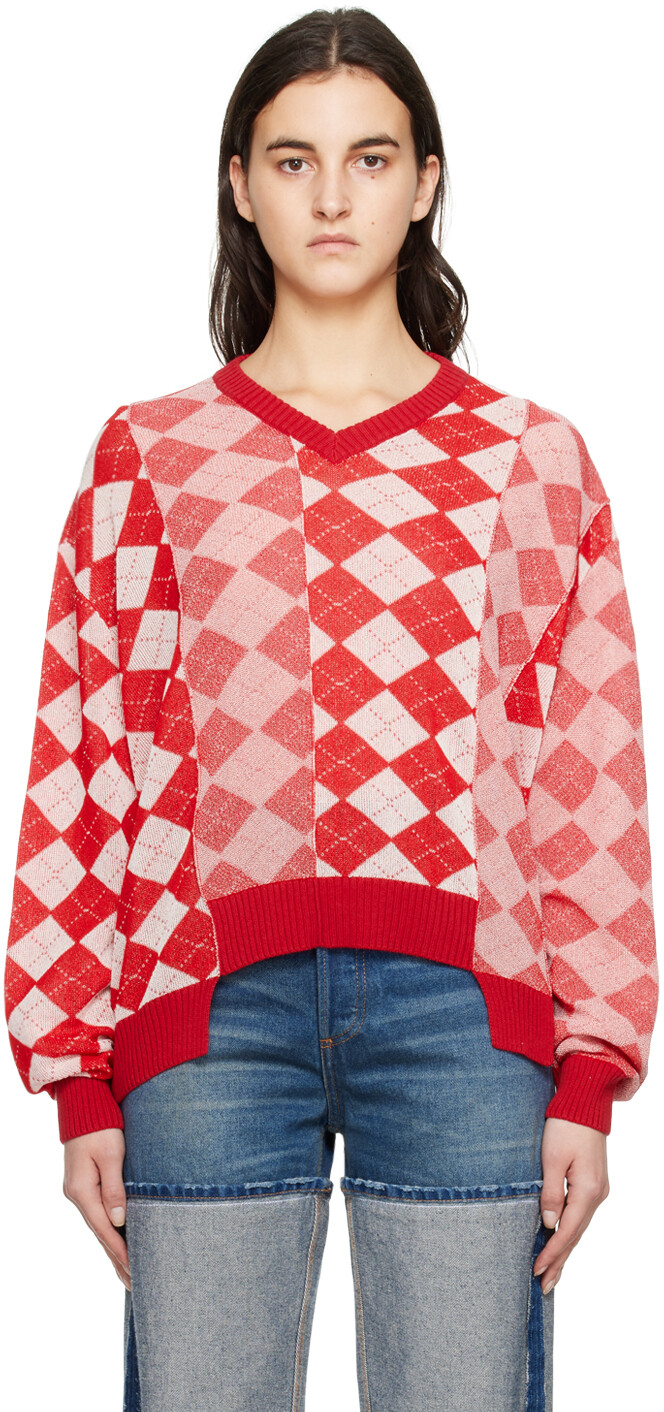 

Красный свитер с ромбами MM6 Maison Margiela