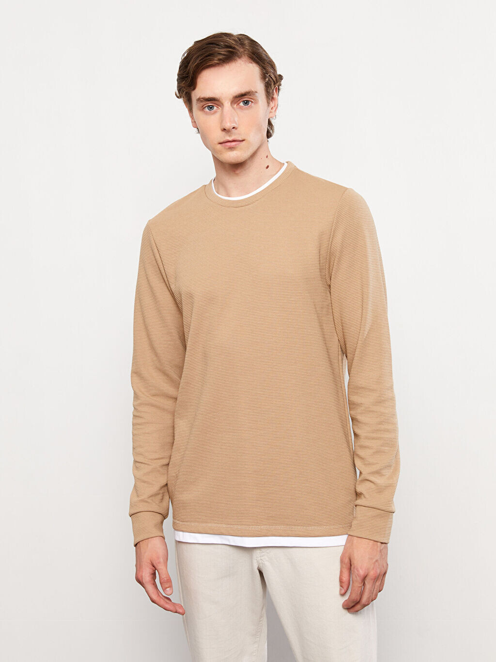 

Мужская футболка с круглым вырезом и длинными рукавами LCW Casual