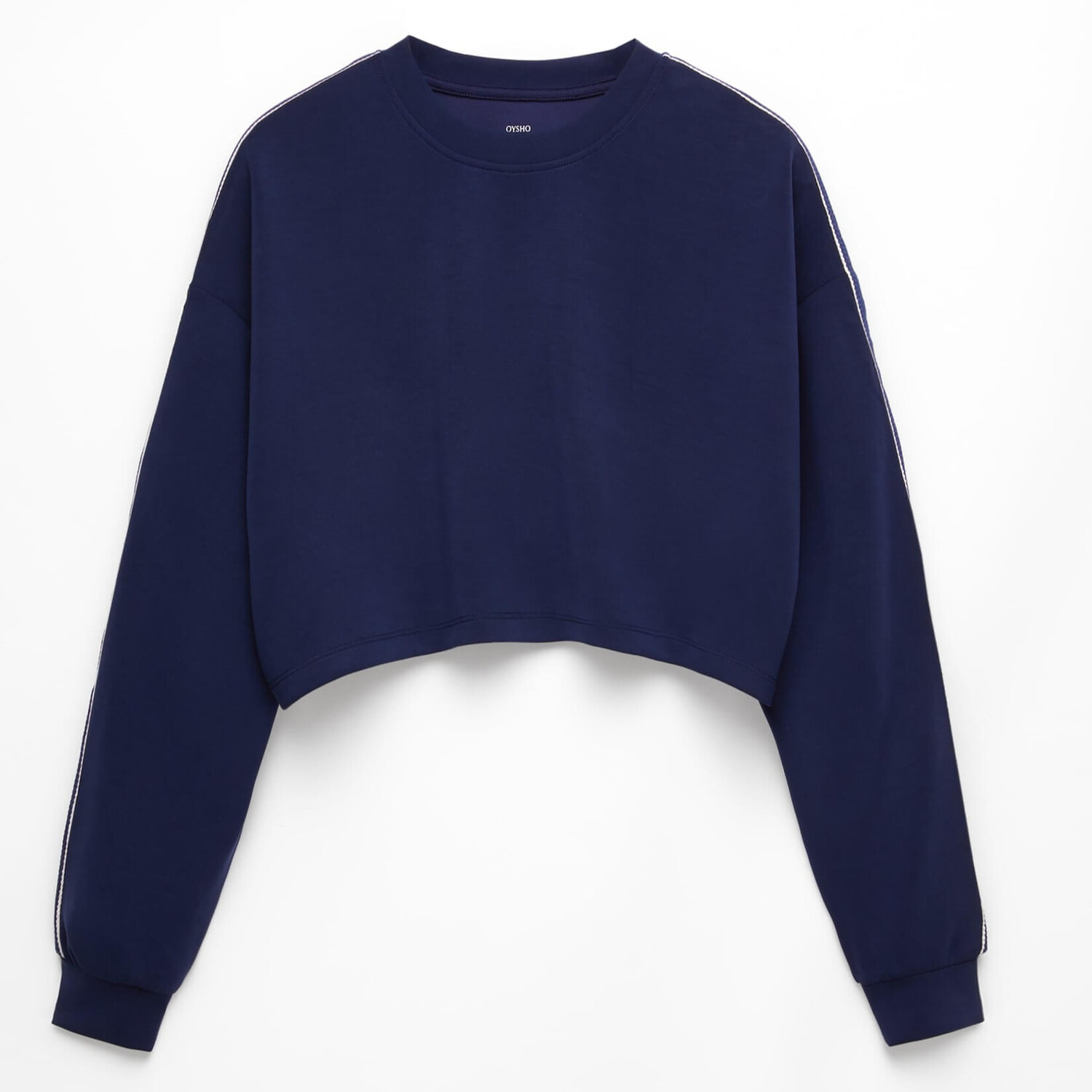 

Свитшот Oysho Crop With Modal And Side Appliqué, темно-синий