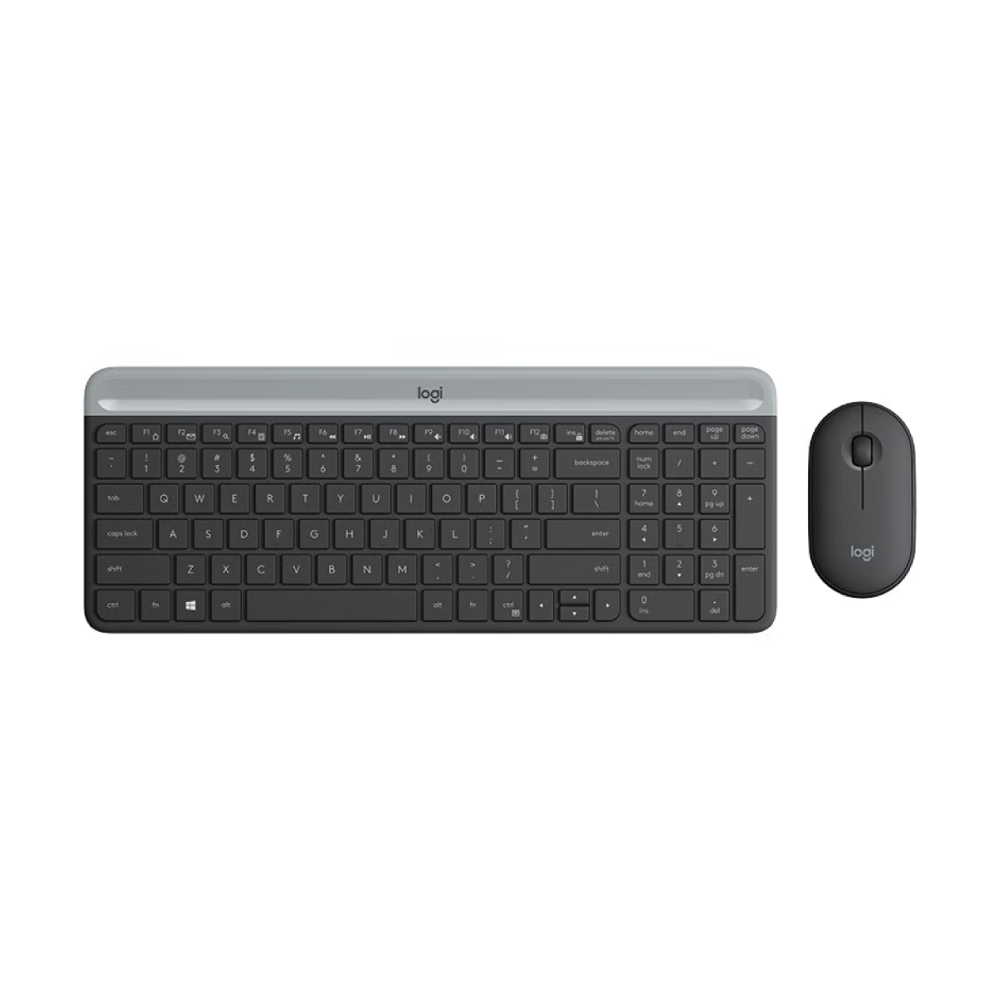 комплект клавиатура мышь logitech mk470 slim графитовый только английская Комплект периферии Logitech MK470 (клавиатура + мышь), черный