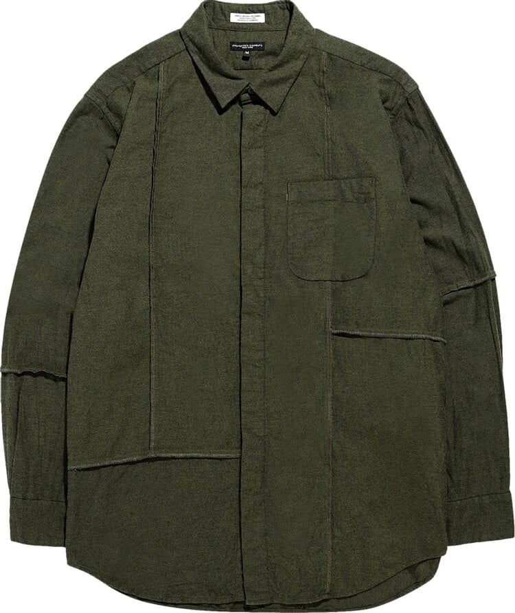 

Рубашка Engineered Garments Solid Cotton Flannel Combo Short Collar Shirt 'Olive', зеленый