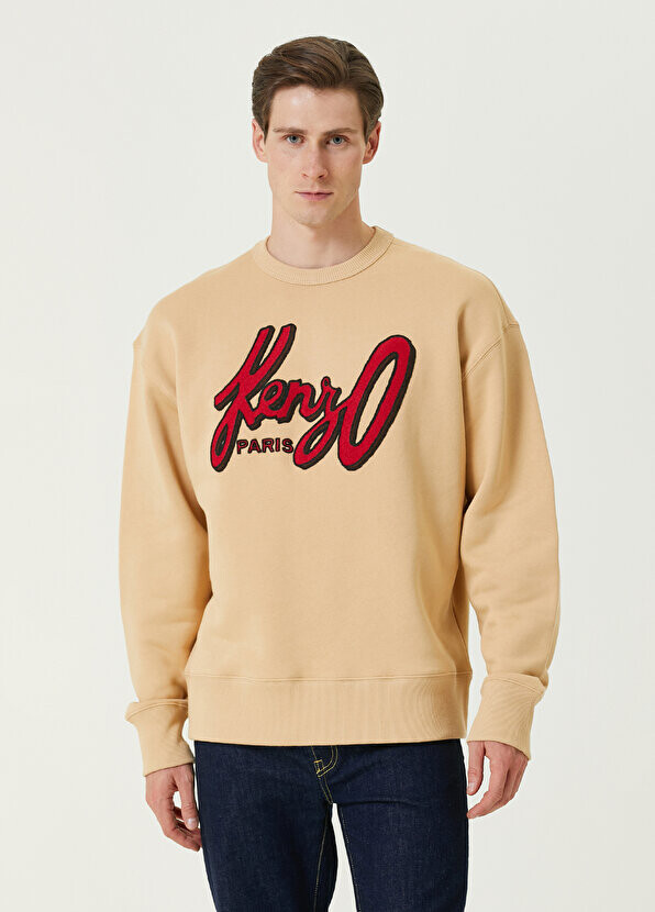 

Бежевый свитшот с вышитым логотипом Kenzo