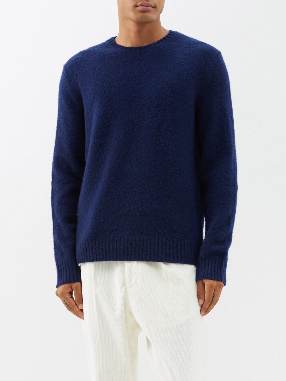 

Свитер из смесовой шерсти с нашивкой на локтях Polo Ralph Lauren, синий