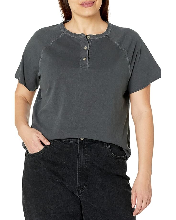 

Футболка Madewell Plus Bells Henley, цвет Coal