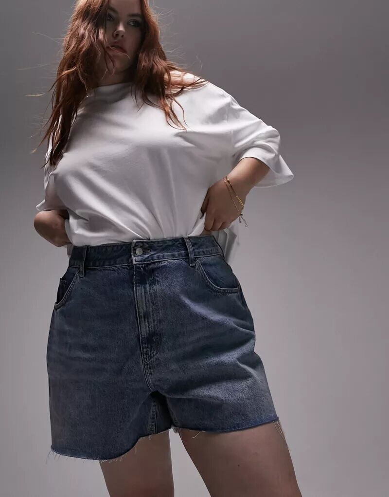 

Голубые джинсовые шорты А-силуэта Topshop