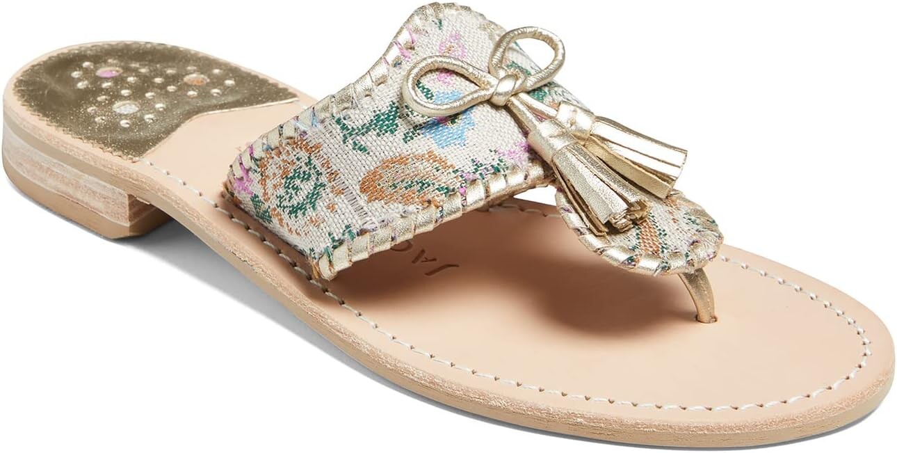 

Сандалии Jack Rogers Jacks Brocade Flat Tassel Bow Sandal, цвет Brocade/Platinum