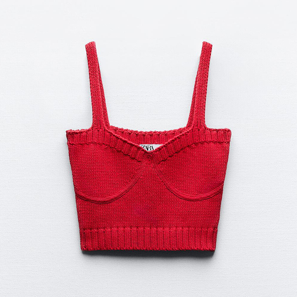 

Кроп-топ Zara Knit, красный