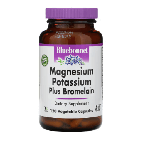 Калий Магний плюс бромелайн 120 капсул Bluebonnet Nutrition хелатный магний bluebonnet nutrition 120 капсул