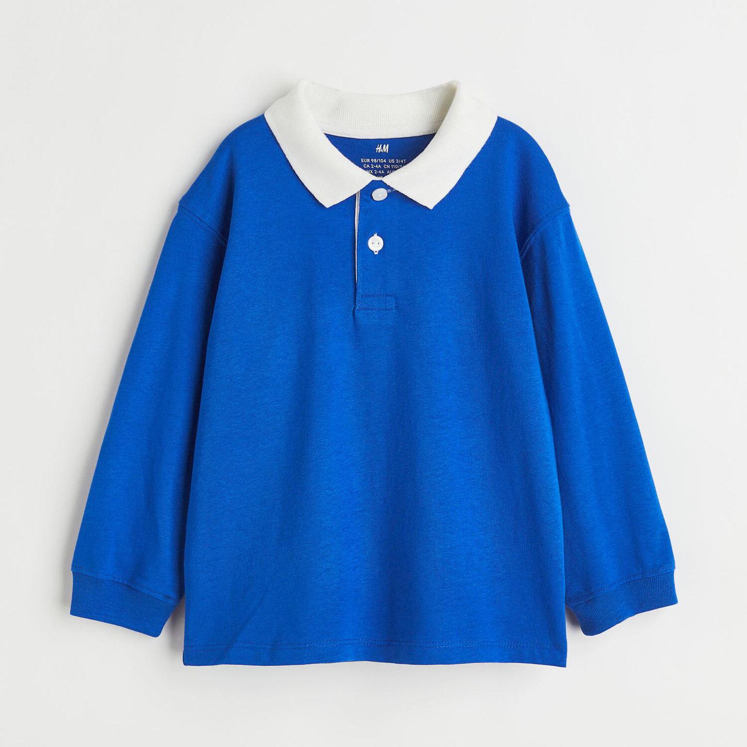 

Хлопковая футболка для регби H&M Basics, кобальтово-синий/белый