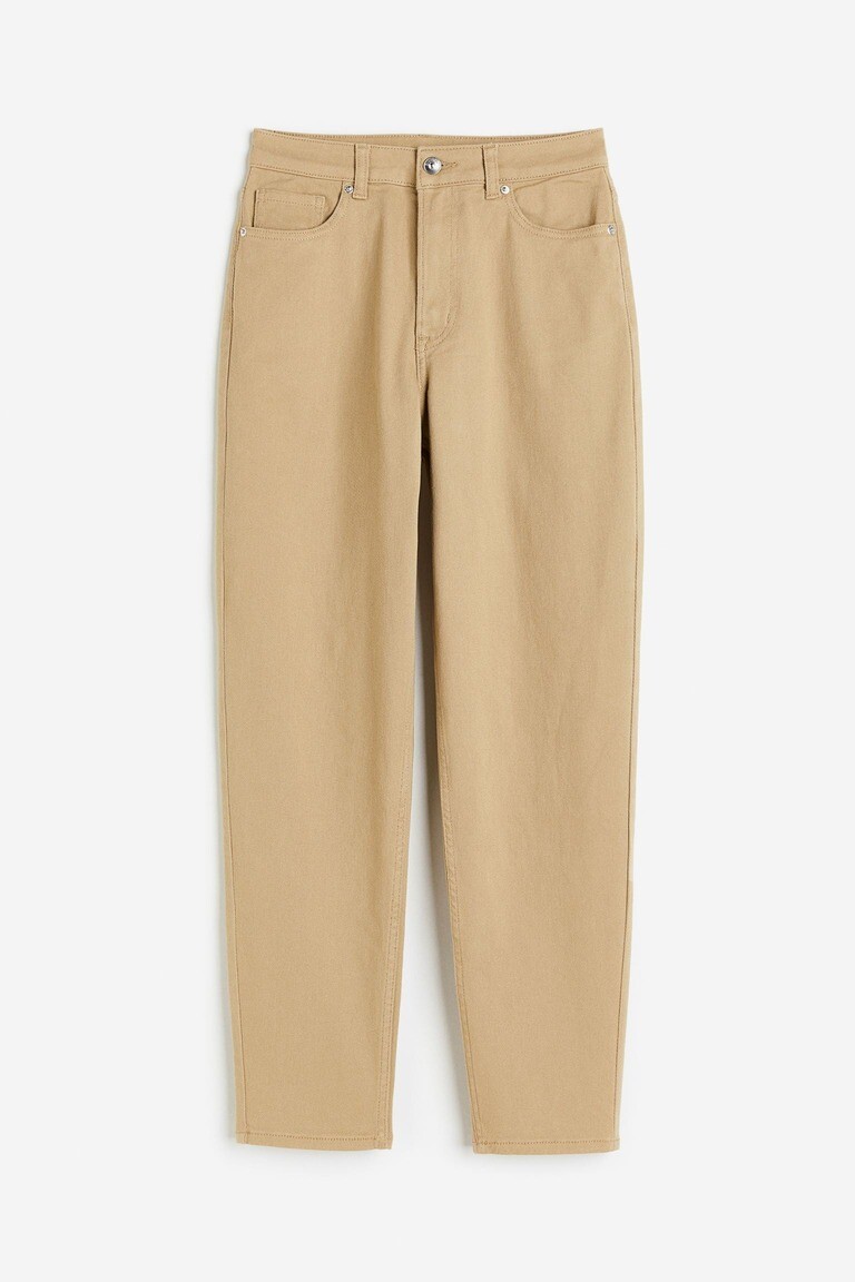 

Твиловые брюки Mom Loose Fit H&M, бежевый