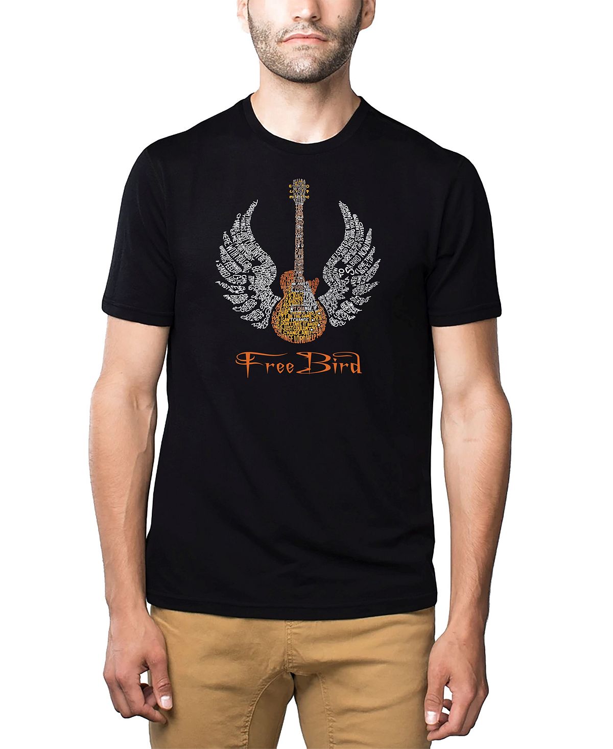 Мужская футболка premium blend word art - lyrics to freebird LA Pop Art, черный