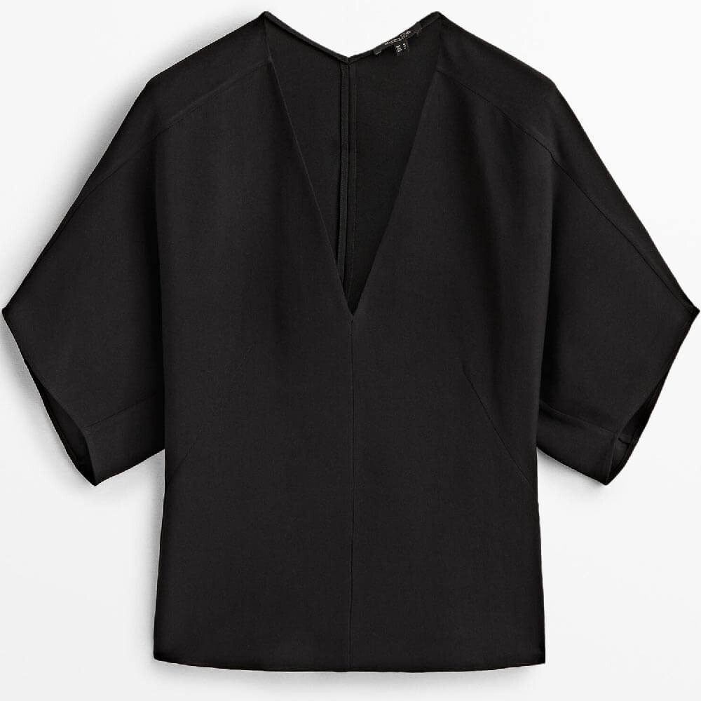 

Топ Massimo Dutti V-neck, черный