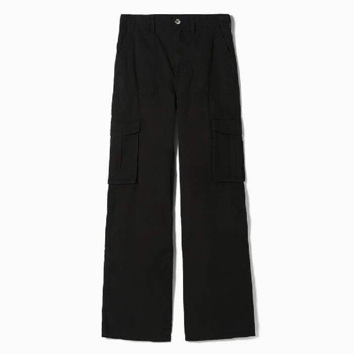 

Брюки Bershka Adjustable Straight Cargo, черный