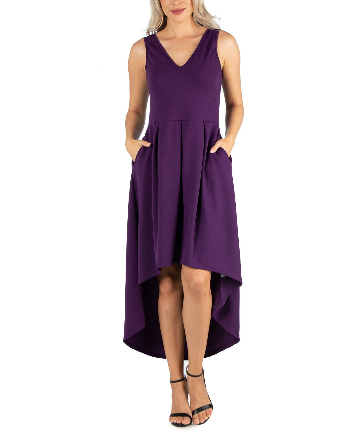 Женское платье без рукавов с завышенной талией и расклешенным низом 24seven Comfort Apparel, фиолетовый платье с v образным вырезом расклешенное rake s синий
