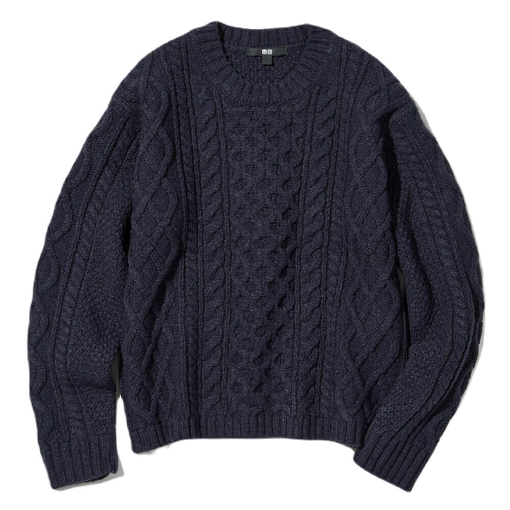 

Джемпер Uniqlo Cable Knit Crew Neck, темно-синий