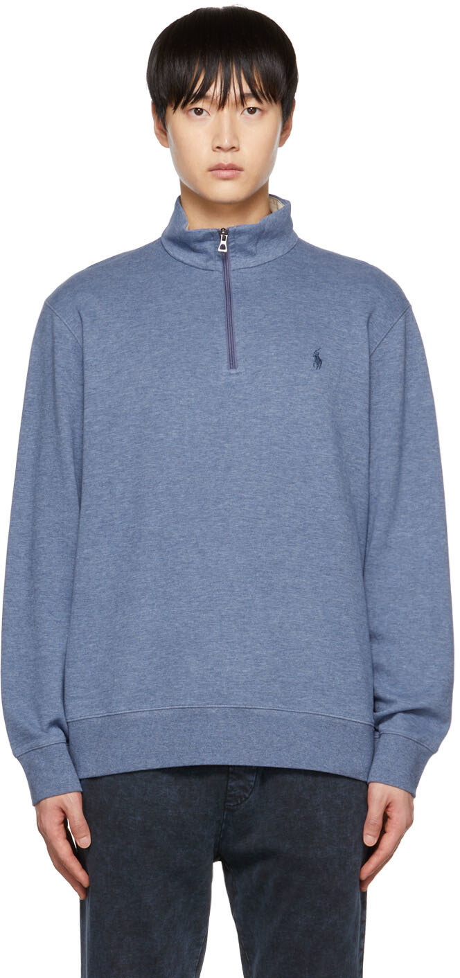 

Синяя толстовка с молнией до половины Polo Ralph Lauren