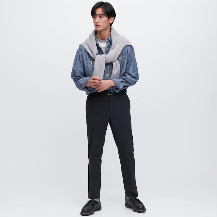Брюки мужские Uniclo Airsense Ultra Light Wool-like Trousers, тёмно-синий брюки zolla для офиса 44 размер