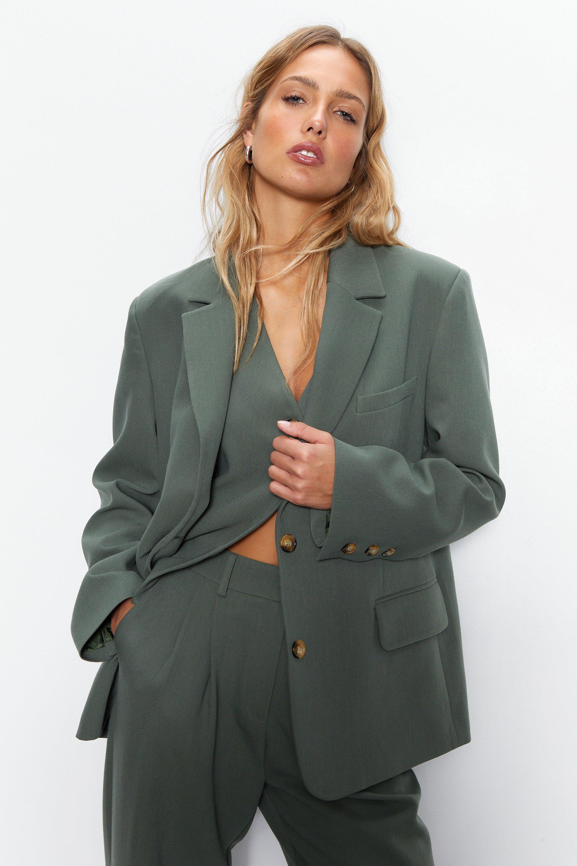 Однобортный пиджак миниатюрного силуэта Warehouse, зеленый пиджак однобортный размер 64 бирюзовый