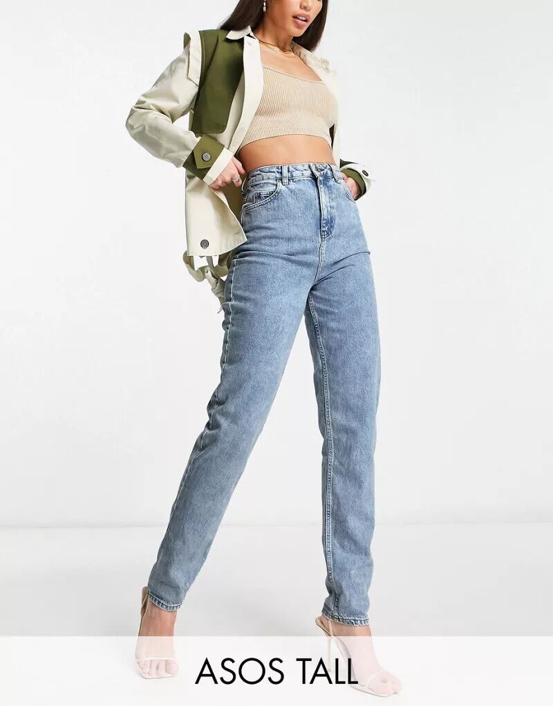 

Голубые свободные джинсы Mom ASOS DESIGN Tall