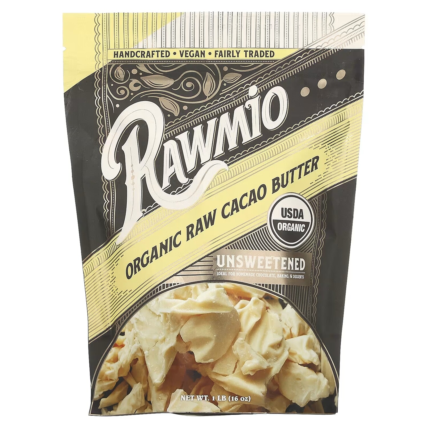 

Органическое сырое какао-масло Rawmio без сахара, 1 фунт (16 унций)