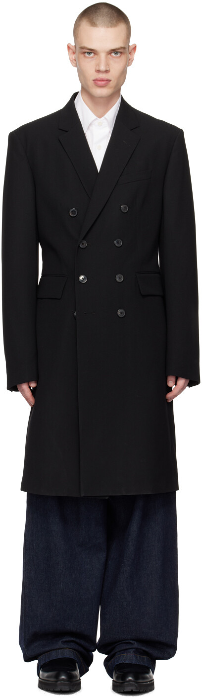 

Черное двубортное пальто Dries Van Noten