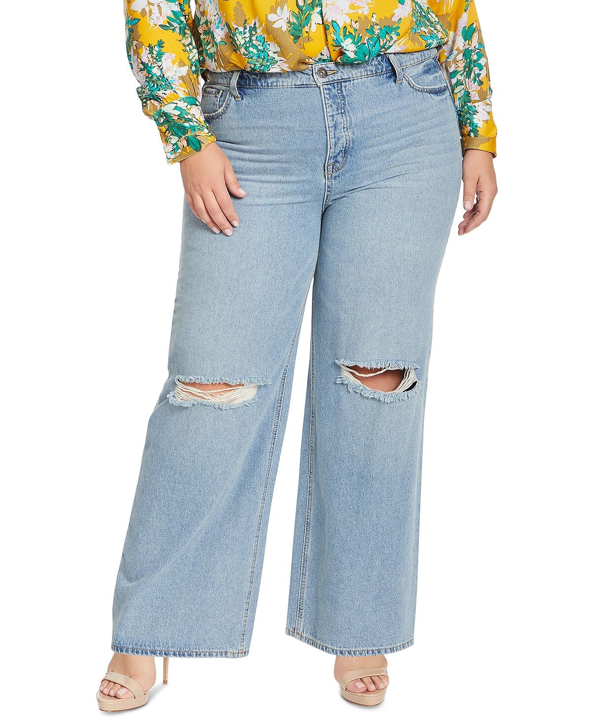 

Модные широкие рваные джинсы больших размеров Jessica Simpson, мульти