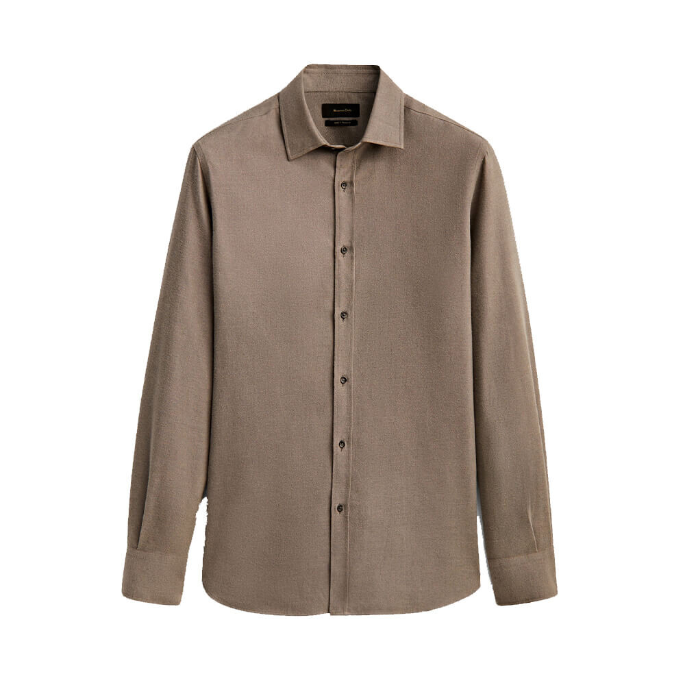 

Рубашка Massimo Dutti Slim Fit Cotton Melange, цвет норки