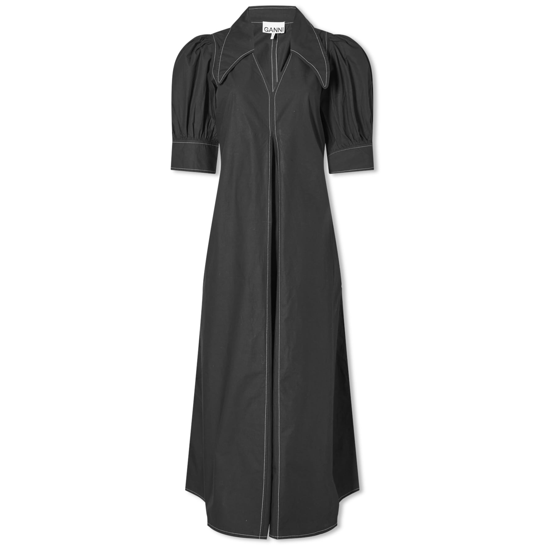 Платье Ganni Cotton Poplin V-neck Maxi, черный скатерть v line сканди
