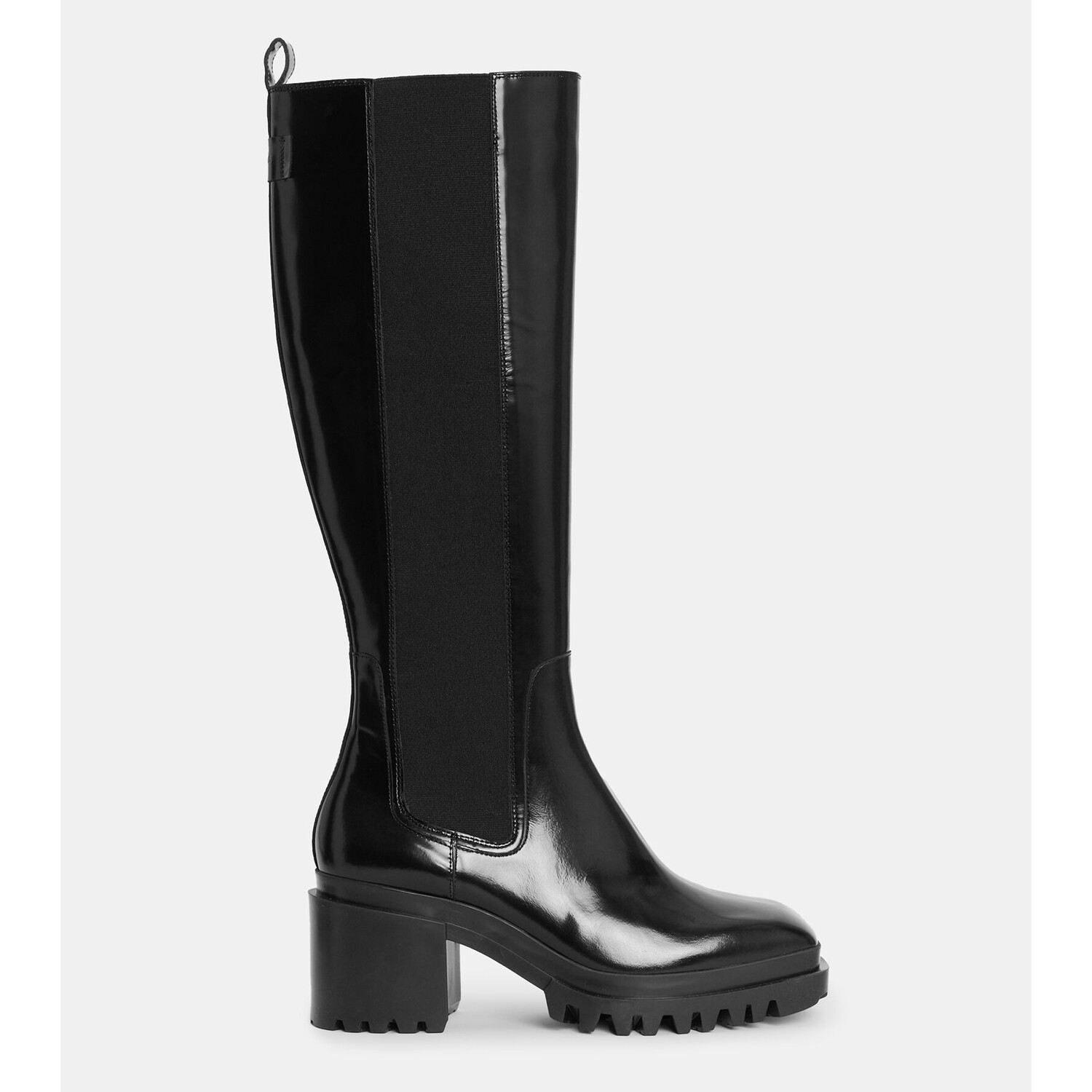 

Сапоги Allsaints Natalia Leather Knee High Heeled, черный