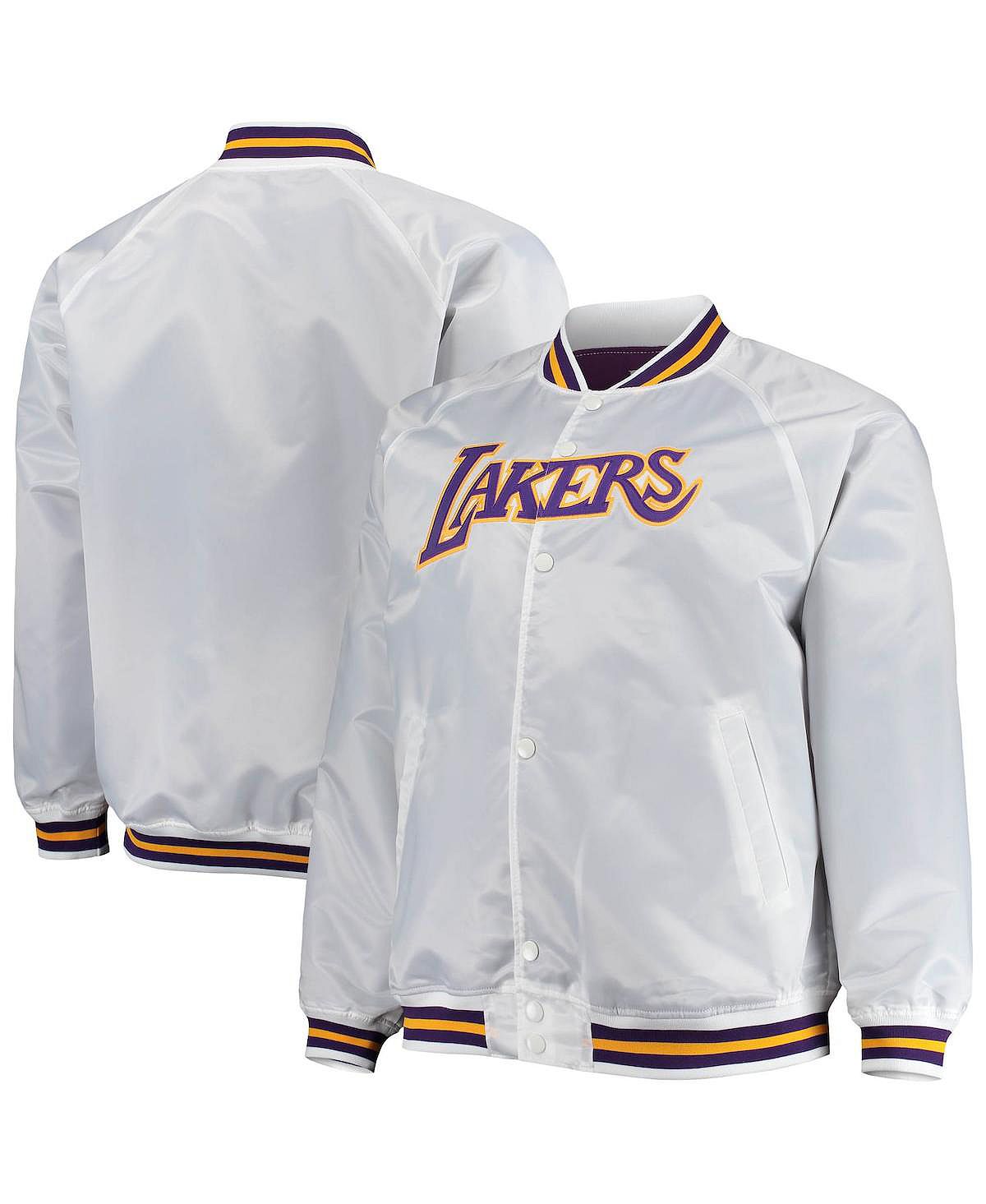 Мужская белая атласная куртка los angeles lakers big and tall hardwood classics raglan full-snap Mitchell & Ness, белый - фото