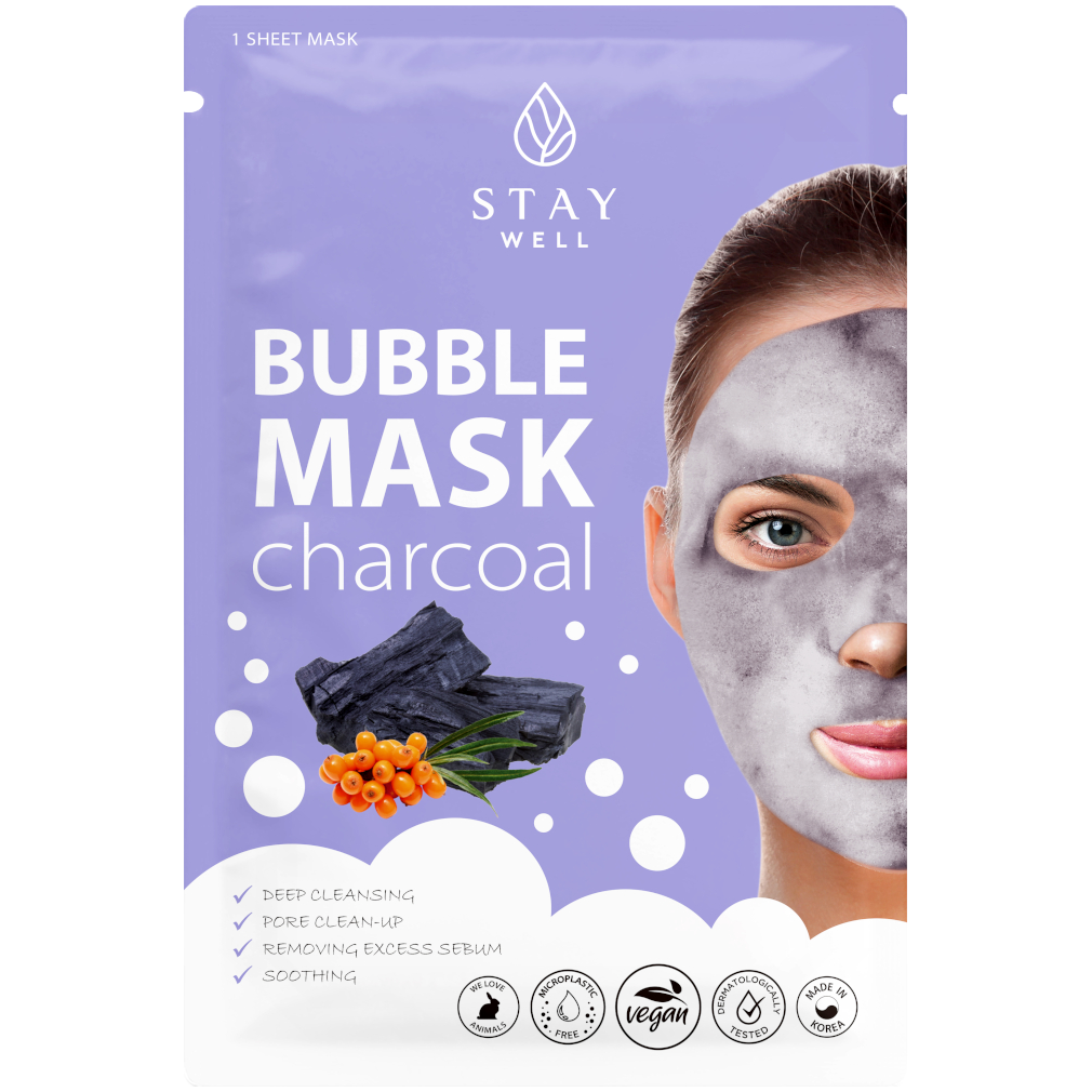 Stay Well Bubble Mask Charcoal маска для лица себорегулирующая, 1 шт.