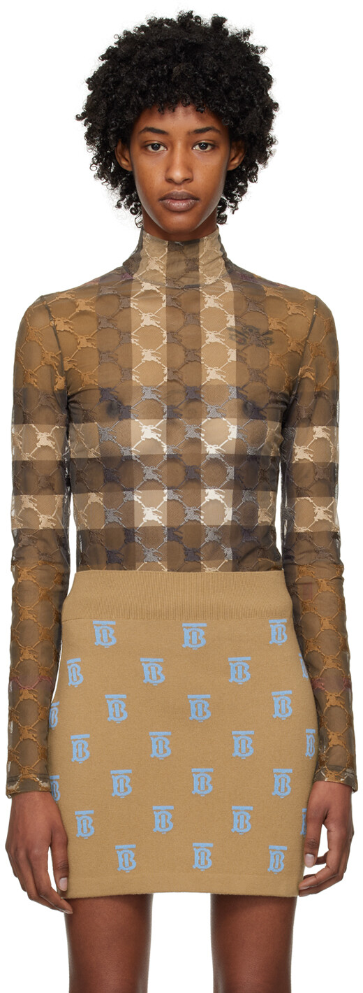 

Коричневое боди в клетку EKD Burberry