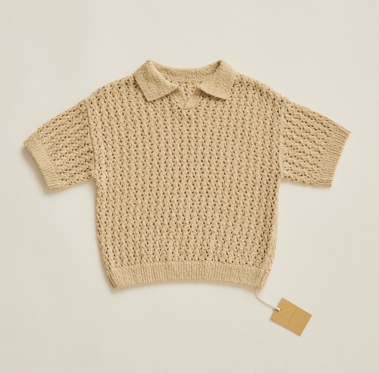 Рубашка-поло Zara Timelesz Open-knit, хаки