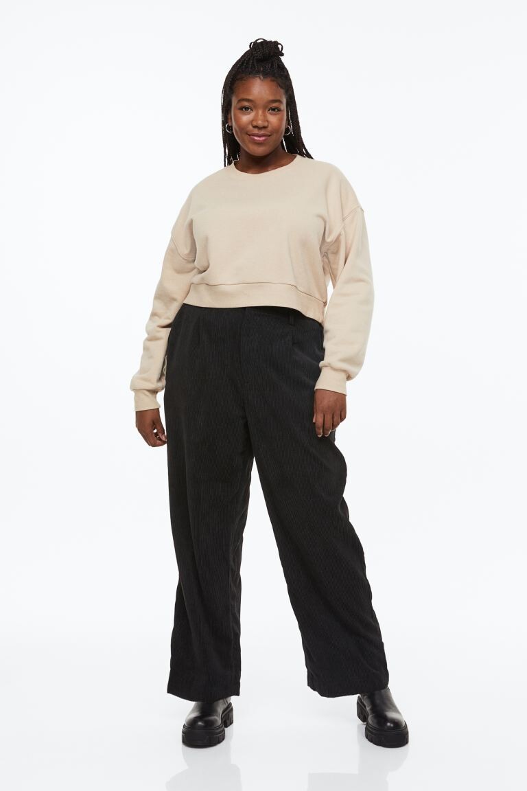 

H&M+ Широкие вельветовые брюки, черный