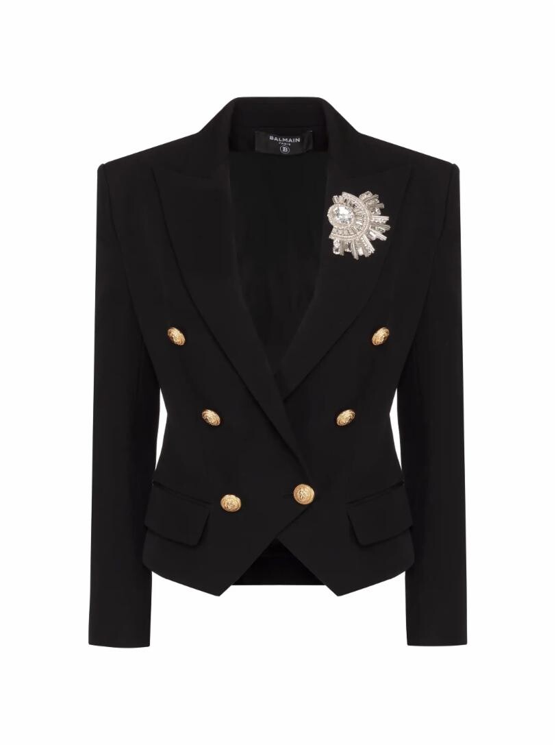 

Двубортный жакет со стразами Balmain