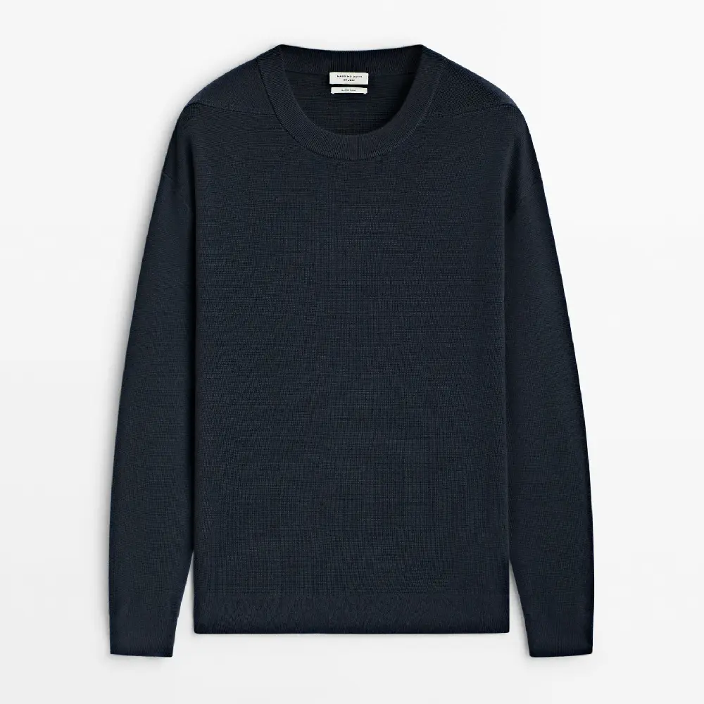 

Свитер Massimo Dutti Loose-fit Milano Knit - Studio, темно-синий