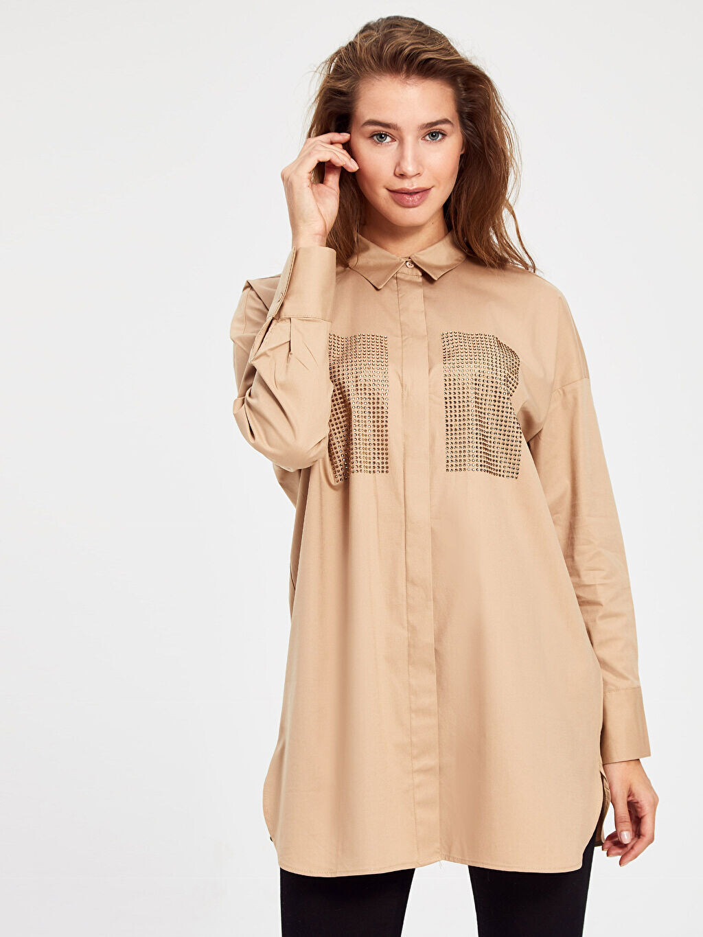 

Женская туника из поплина оверсайз LCW Modest