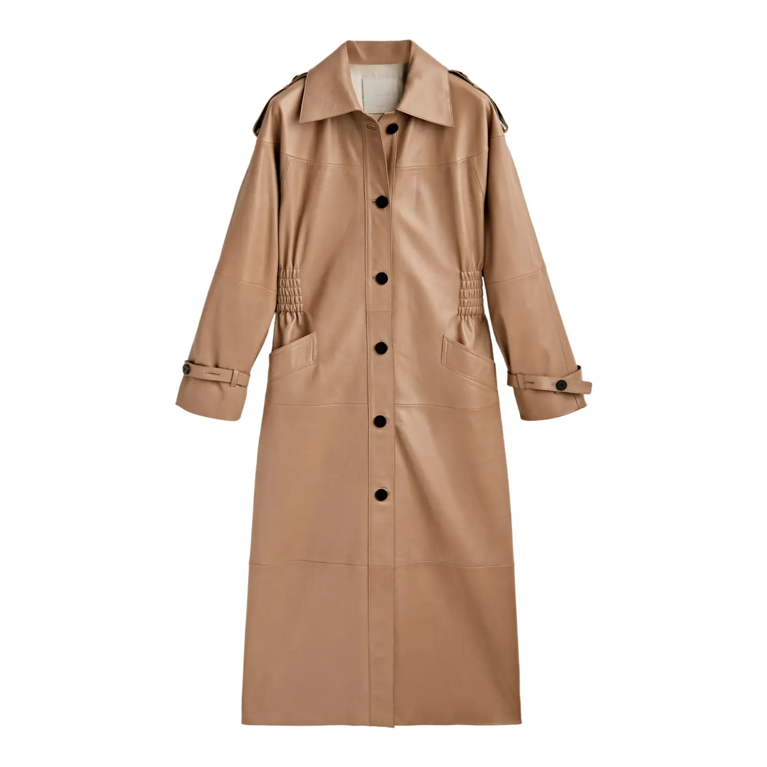 

Тренч Massimo Dutti Nappa Leather With Elastic Waistband, бежевый