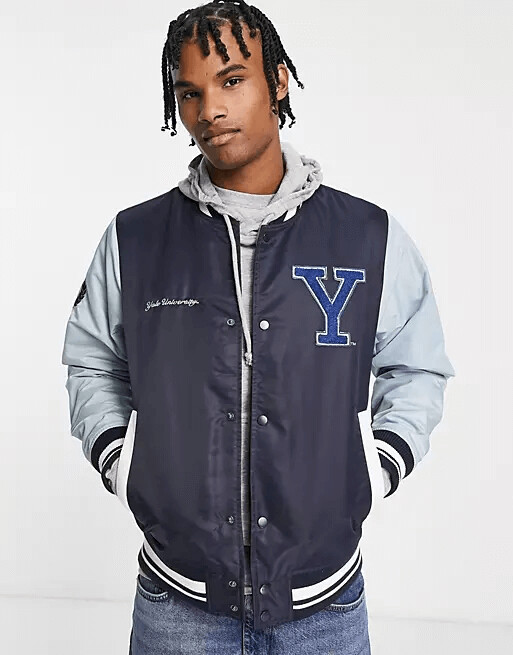 

Бомбер Pull&Bear Yale Varsity, синий